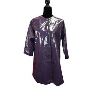 Liz Claiborne Purple Patent Leather Coat Jacket Women’s Medium Snap Front
